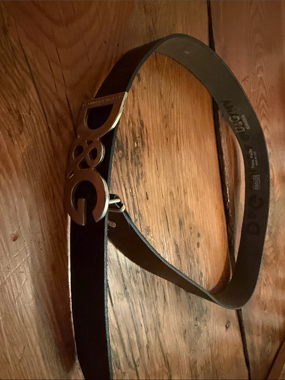 D&G Black Leather Belt with Silver D&G Signature Buckle